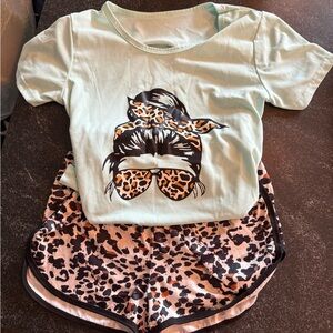Leopard Print Kids short set